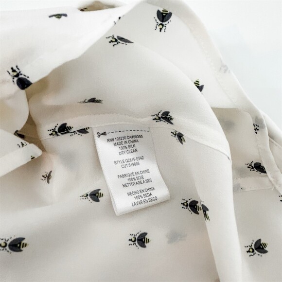 Equipment Silk Bee Print Short Sleeve Safari Shirt, Size M - Picture 14 of 15